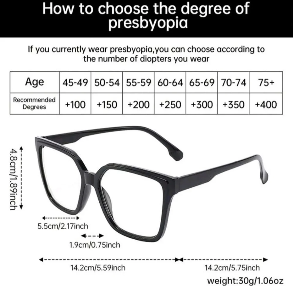NEW Black Oversize Fashion Transitional Reading (1.00) Glasses